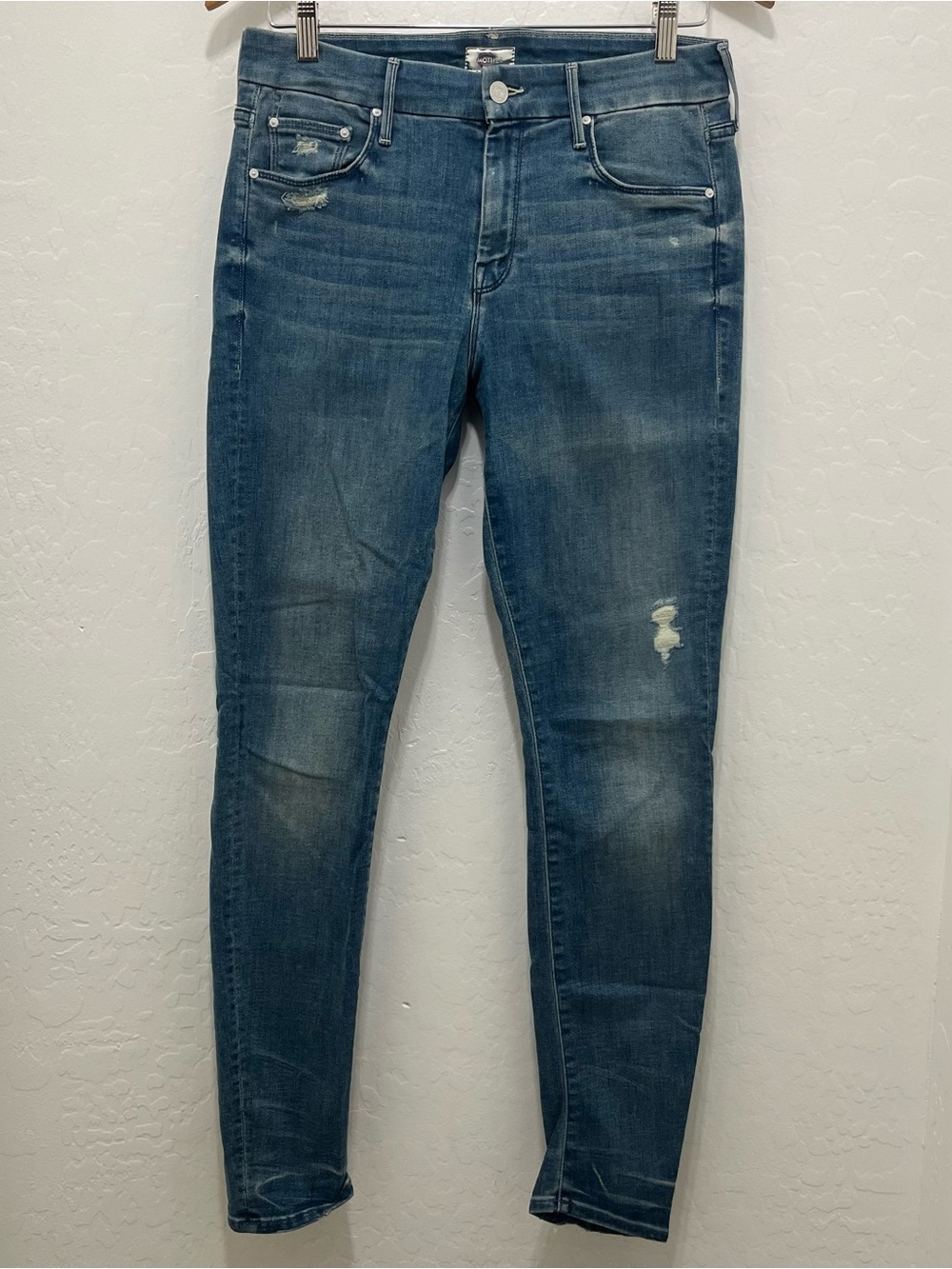 MOTHER The Looker Skinny Jeans in Graffiti Girl Distressed Size 29 - Picture 4 of 12
